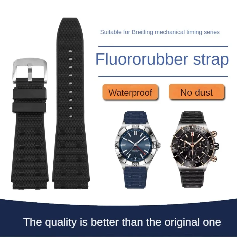 Sostituto Breitling Cronometro Super Meccanico Serie B01 Uomo Interfaccia Convessa Cinturino Per Orologio In Fluorurbber 22/24Mm