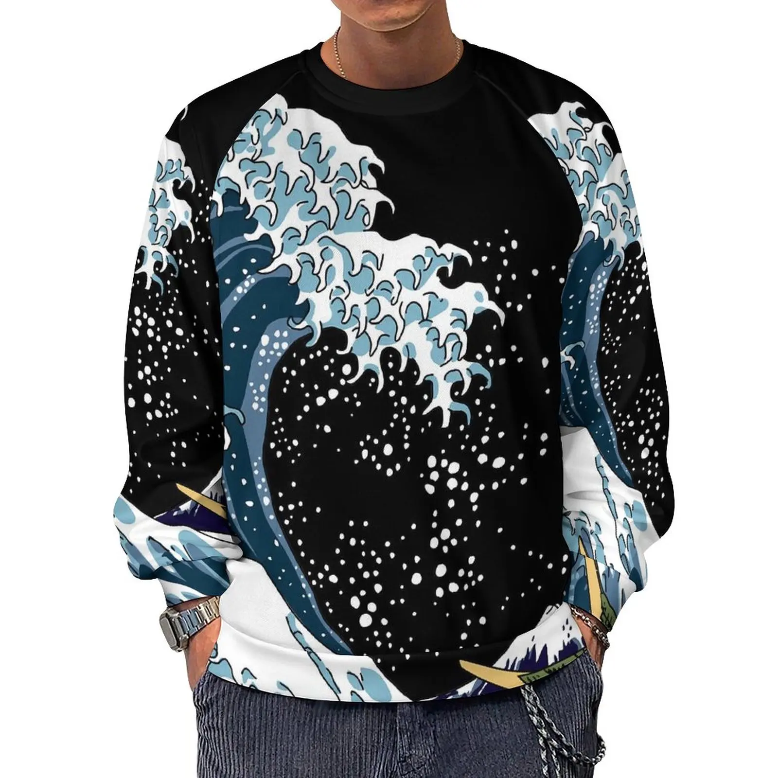 

Толстовка The Great Wave Essentials, Зимняя Повседневная Толстовка с рисунком Katsushika Hokusai, Мужская толстовка большого размера Y2k