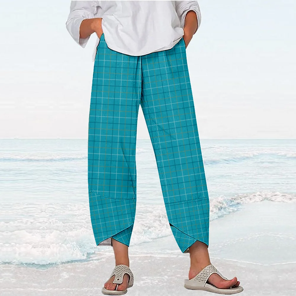 

Summer Retro Graphic Print Pants Women Casual Loose Trousers Streetwear Y2k Pants Baggy Trousers Capri Beach Pantalones De Mujer
