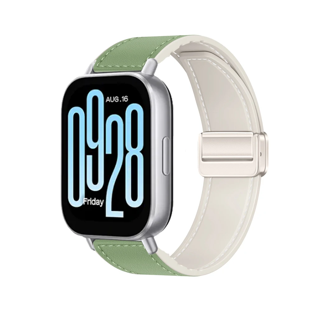 Silicone and Leather Magnetic Buckle Wristband - 22mm/20mm Strap