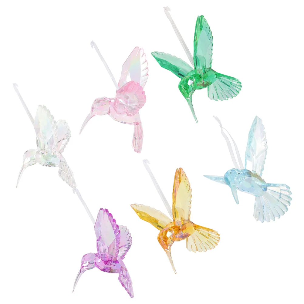 3pcs Crystal Hummingbird Pendant Acrylic nament Decorative Hanging Birds Party Xmas Tree Bedroom Festival 5