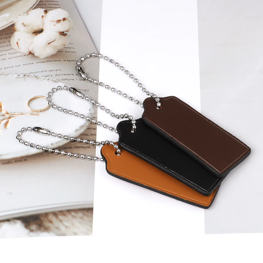 2Pcs Cowhide Luggage Tag Travel Suitcase Tags Bags Accessories Leather Bag Charm Chain Keychain Pendant for Handbag Purse