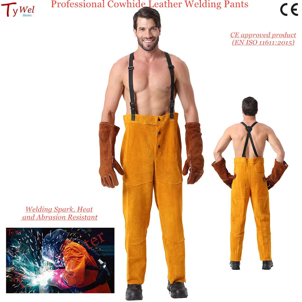 Cowhide Leather Welding Pants Flame 