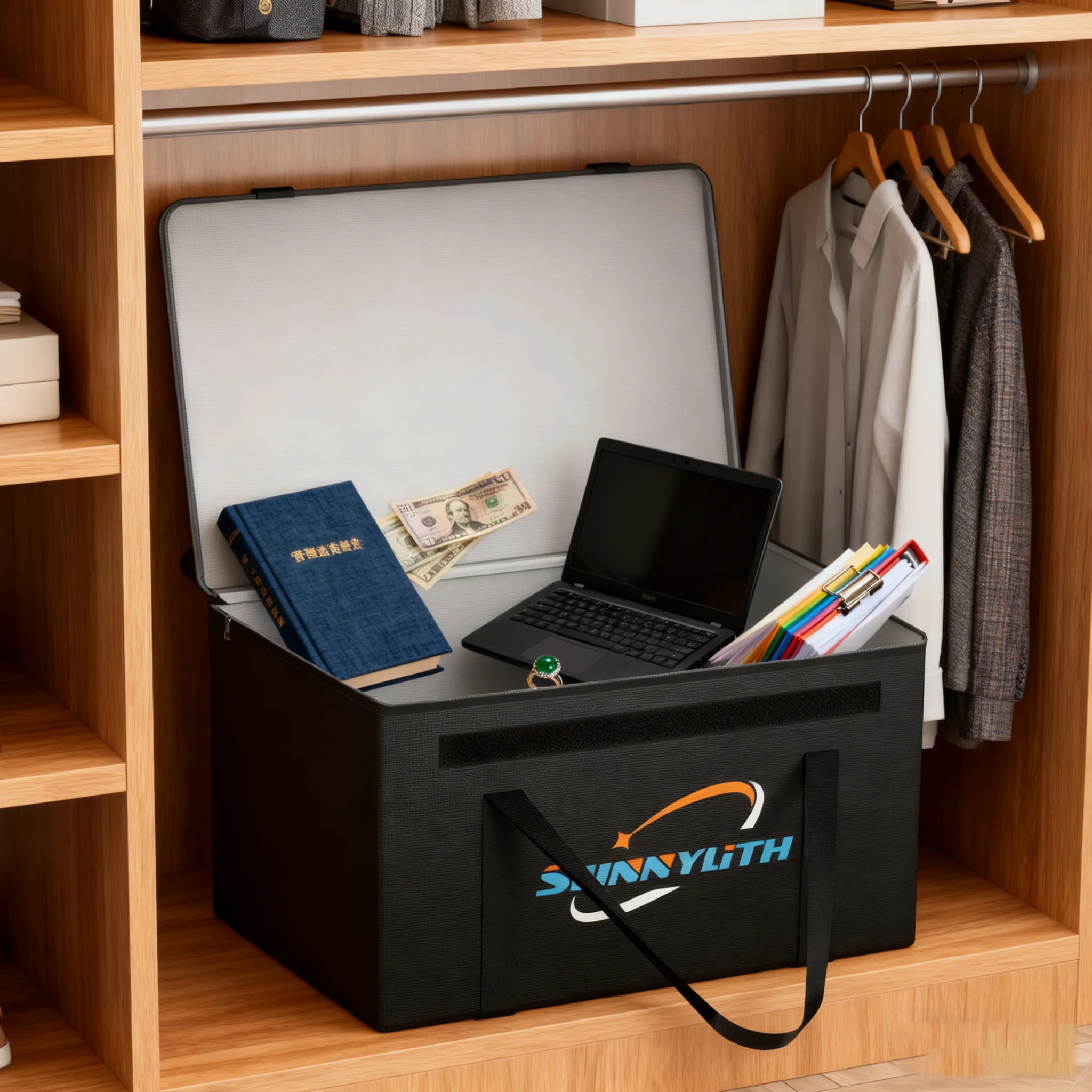 대형 방화 문서 가방 56*23*24cm 방수 보관 화재 안전 가방 방화 폴더 금고 현금 귀중품 여권용