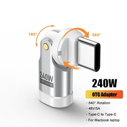 AUFU 240W USB - C Fast Charging 540° Rotation OTG Adapter (White USB C Adapter)