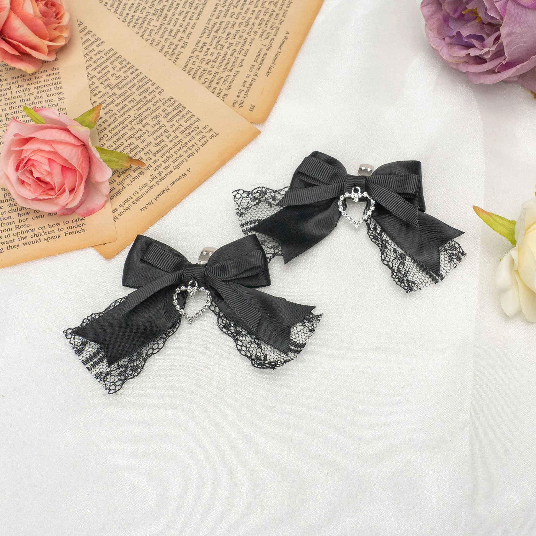 Sweet Shoe Clips Fashion Elegant Bow Handmade Shoe Decorations for Ladies Lolita Beautiful High-End Women's Shoes Accessories
