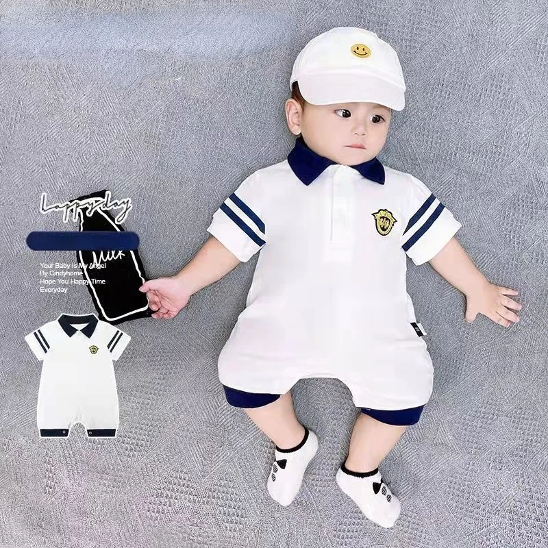 Romper de algodão de manga curta para bebê recém-nascido, camisa polo, macacão para meninas, babies bodysuit, roupas infantis, verão, 0-18 meses