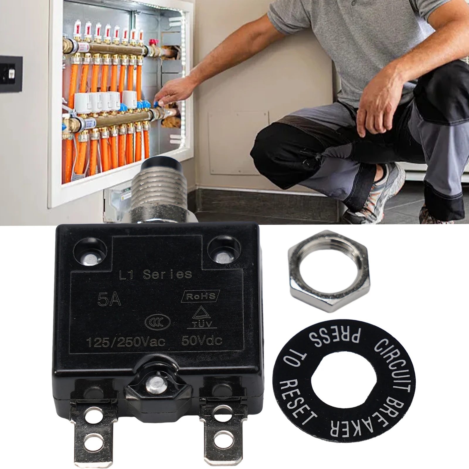 

Thermal Cutout Circuit Breaker Security Control Push Button Thermal 12-50V 125-250V 20 Amp AC Circuit Breakers