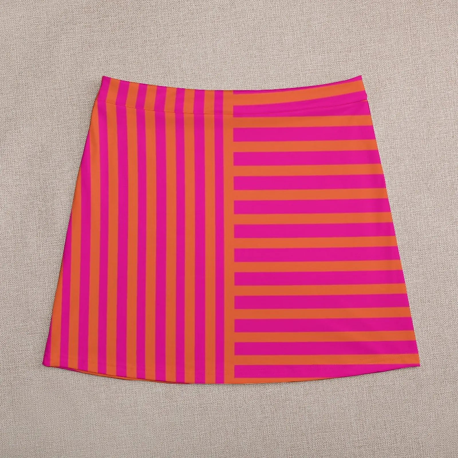 Pink and orange vertical and horizontal striped pattern Mini Skirt korean summer clothes luxury clothes women Woman short skirt