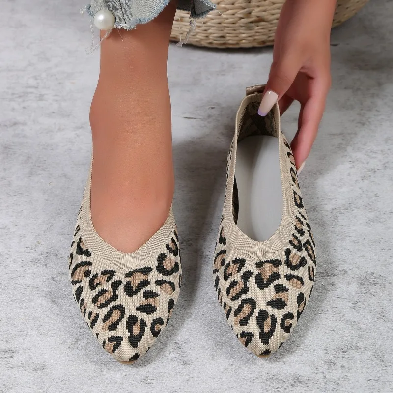 Pointed Toe Flats Womens Shoes Comfort Womans Shoes Fashions 2024 Leopard Shoes Zapato Mujer Casual Sapatos Feminino Zapatillas