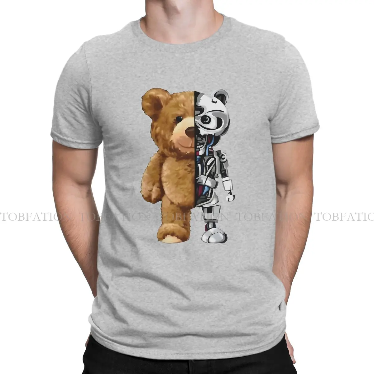 Teddy Bear X Robot O Neck Tshirt Teddy Bear T-Shirt Basic In Puro Cotone Individualità Maschile