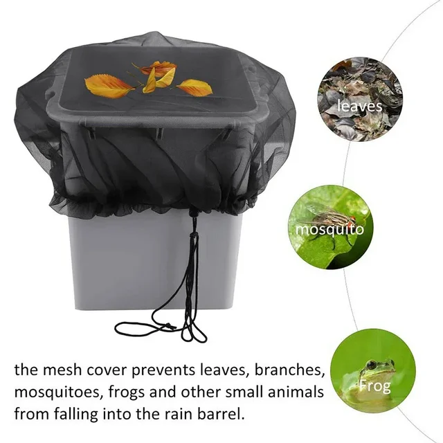 60CM Mesh Cover Netting For Rain Barrels PE Water Collection Buckets Anti Mosquito Water Protection Tank Raindrop Harvesting 4