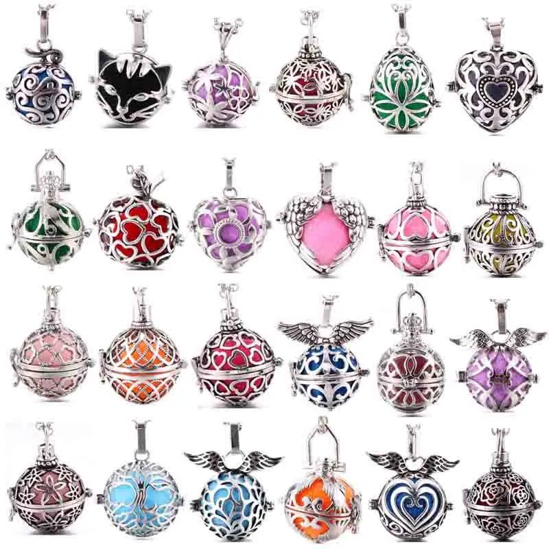 5Pcs/Lot Amulet Perfume Diffuser Small Cage Ladies Fashion Aromatherapy Necklace Pendant Harmony Ball Mix Jewelry Wholesale Gift