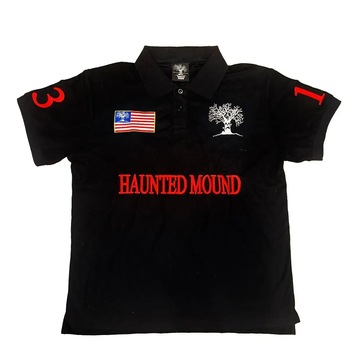 HAUNTED MOUND ポロシャツ Y2K Retro Y2k Street Hip Hop Short Sleeve Shirt Haunted Mound