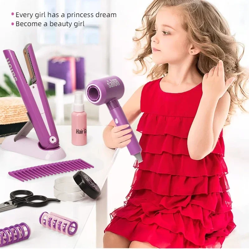 Makeup Toy Kids Hair Beauty Makeup Set Girl Simulation Hair Dryer Fashion Styling Tool Pretend Play Children Toys House Gift
