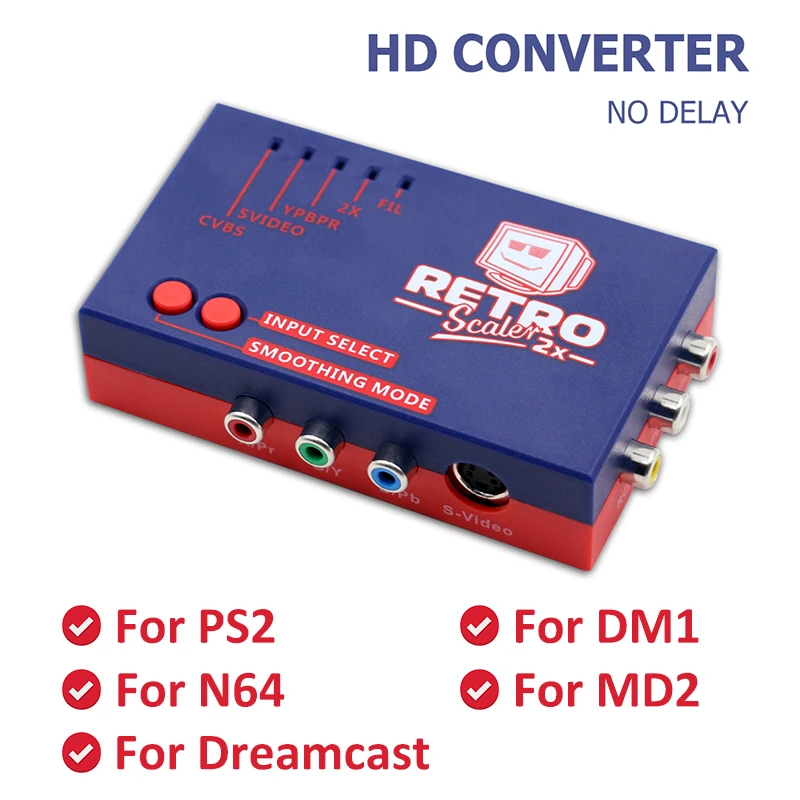 Convertisseur et doubleur de ligne 2x A/V vers HDMI, pour Consoles