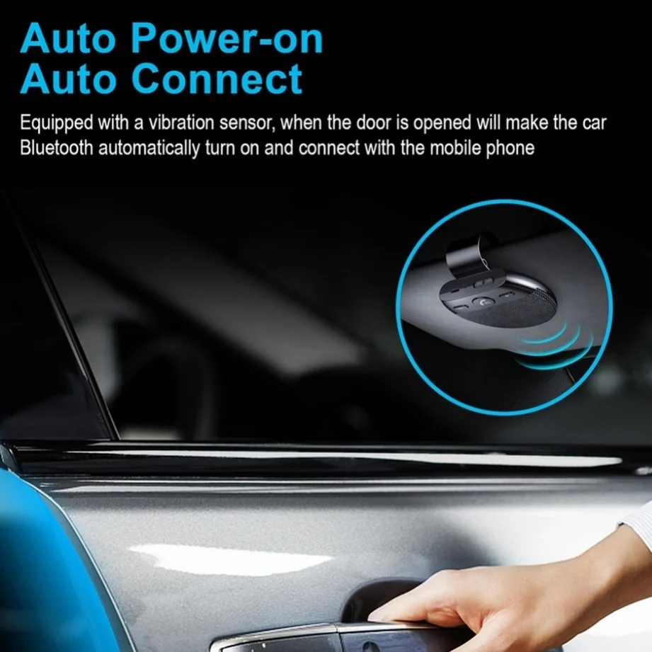 sem Fio Bluetooth Carro Alto-falante Hands Kit Mãos Livres Azul-dente Multiponto Alto-falante Telefone Sol Viseira Dente Azul Acessórios do Carro - Imagem 2