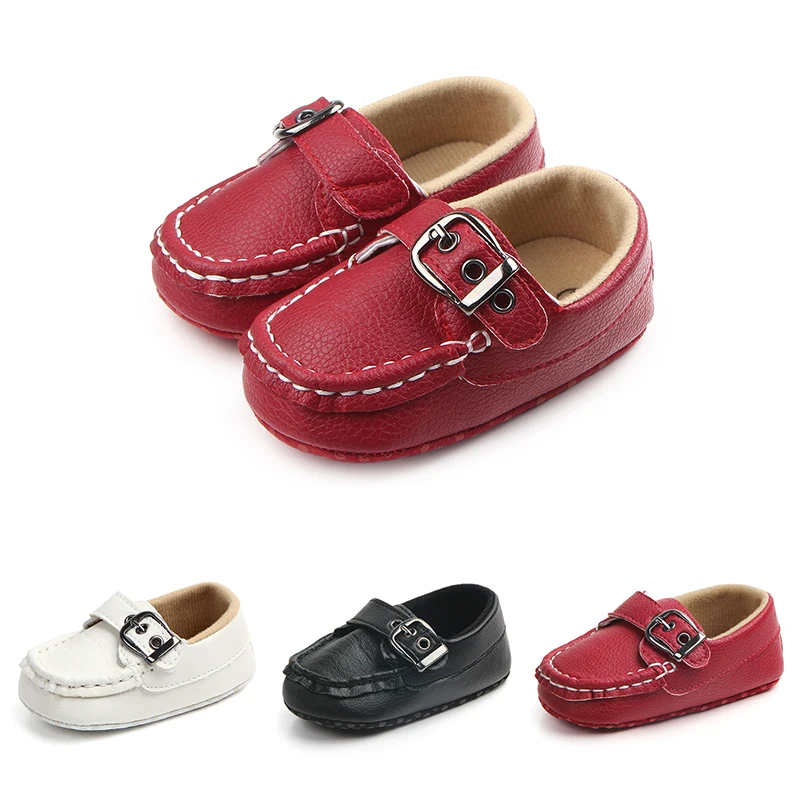 Baby Casual Shoes Newborn Boys Girls PU Leather Loafers Toddler Soft Sole Anti-slip First Walkers 0-18M