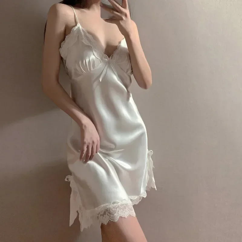 

Nighty Home Satin Nightgowns Nightshirts Ice Sleepwear Nightdress Size Sleepshirts Summer Nightwear Wears Sexy Big Silk Women