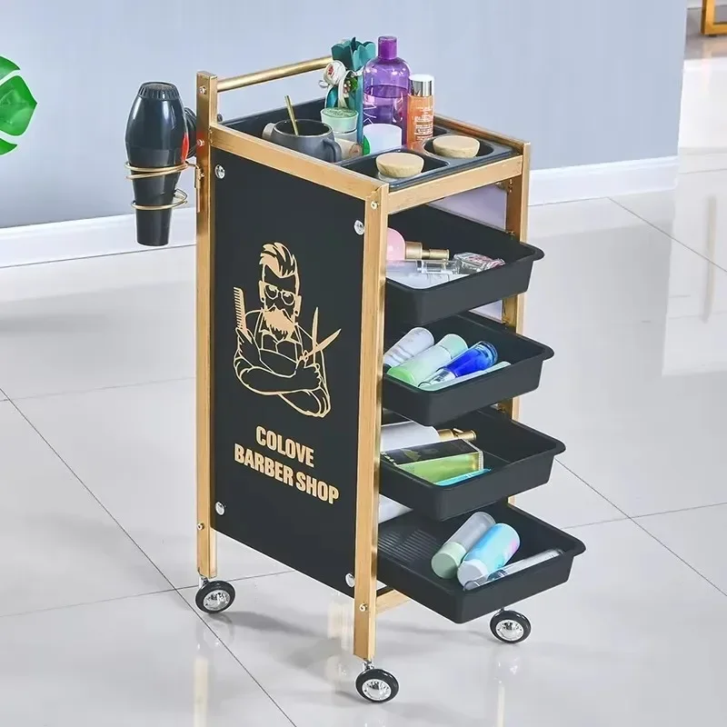 Multi Layer Storage Trolley Trolley Cosmetics Hair Extension Portable Cart Iron Auxiliary Salon Professional Aesthetic Carrello Parrucchiere Car Wheels
