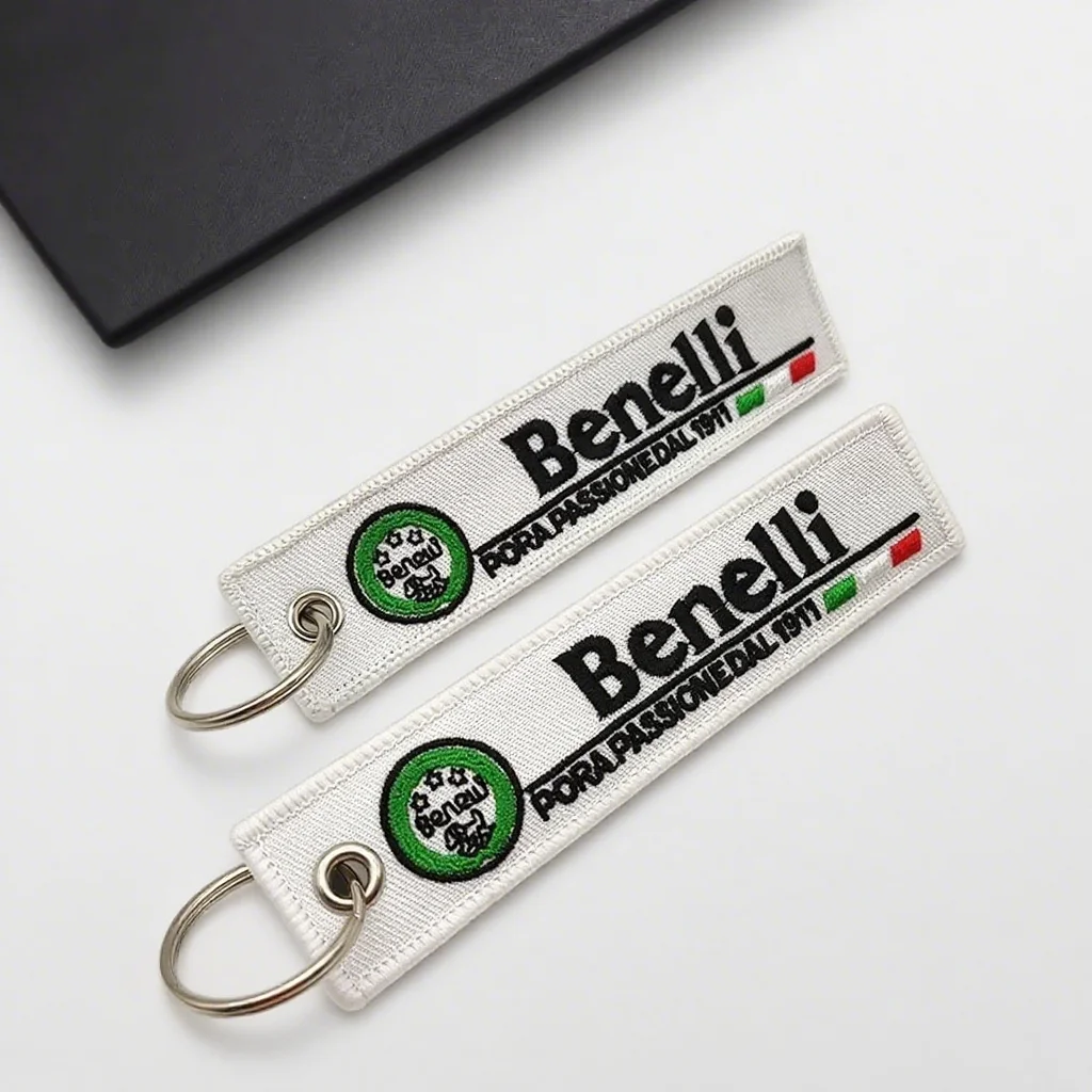 Benelli imperiale 400 TRK502 BN302 TNT125 300 BJ600 액세서리 용 절묘하게 수 놓은 오토바이 로고 키 체인 펜던트