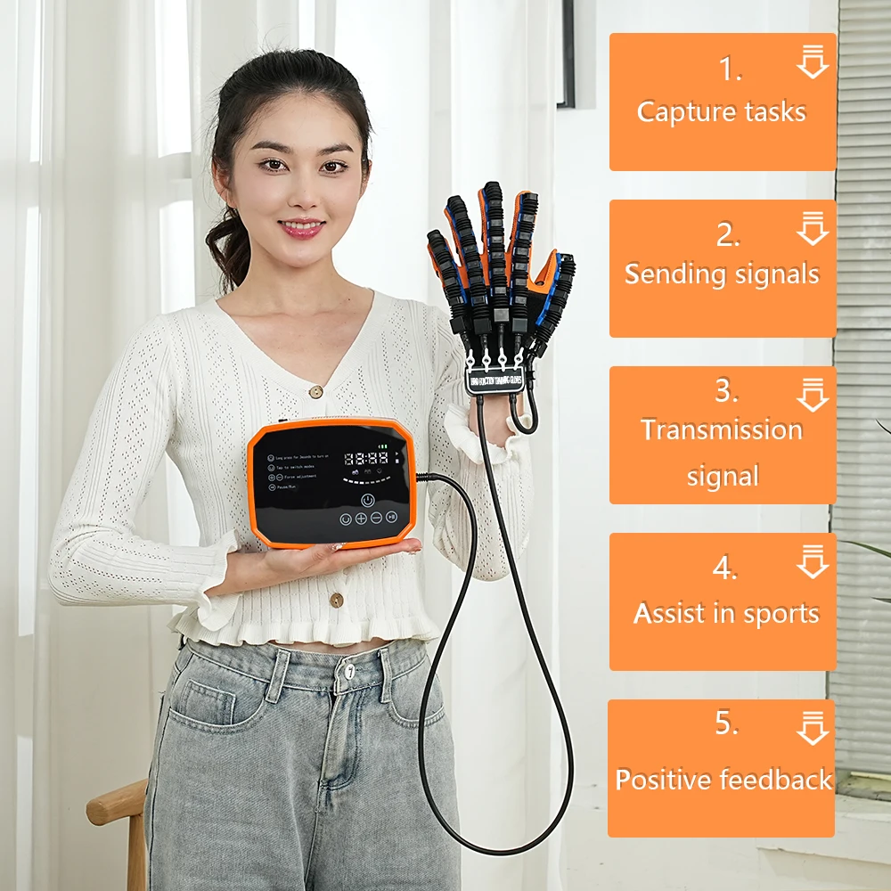 Protable Rehabilitation Robot Gloves Stroke Hemiplegia Glove Cerebral Training Device Finger Exerciser Hand Function Recove 4