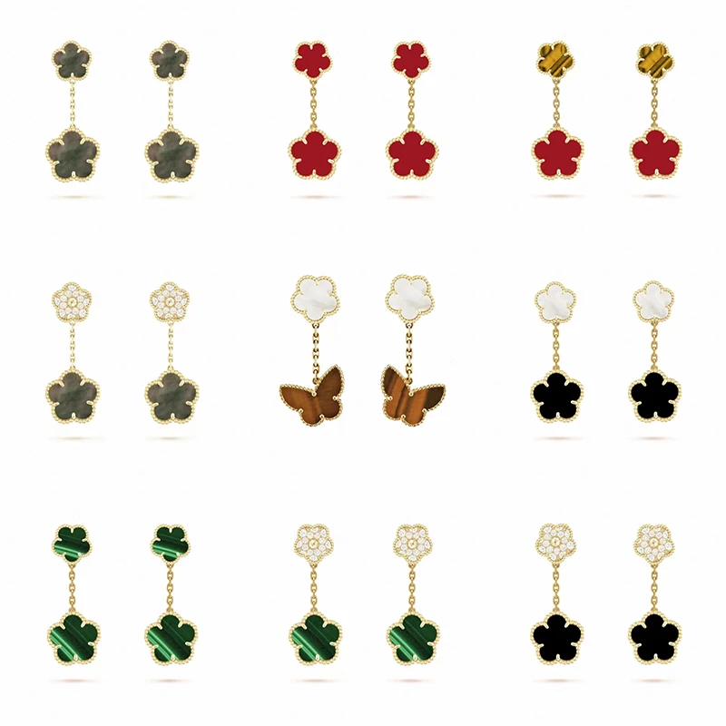 

New 925 Sterling Silver Clover Earrings for Women High Edition Fashion Clover Lucky Grass Versatile Festival Gift Free Delivery