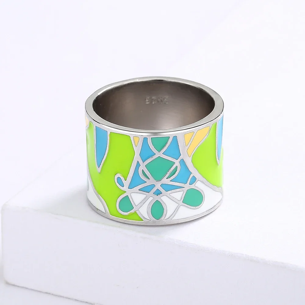 Wedding rings silver rings silver ring gold plated rings gold plated silver ring gold rings golden ring gemstone ring emerald gemstone ring jade ring Women's Epoxy Leaf Shape Ring Handmade Enamel Jewelry Wedding Bridal Jewelry Engagement