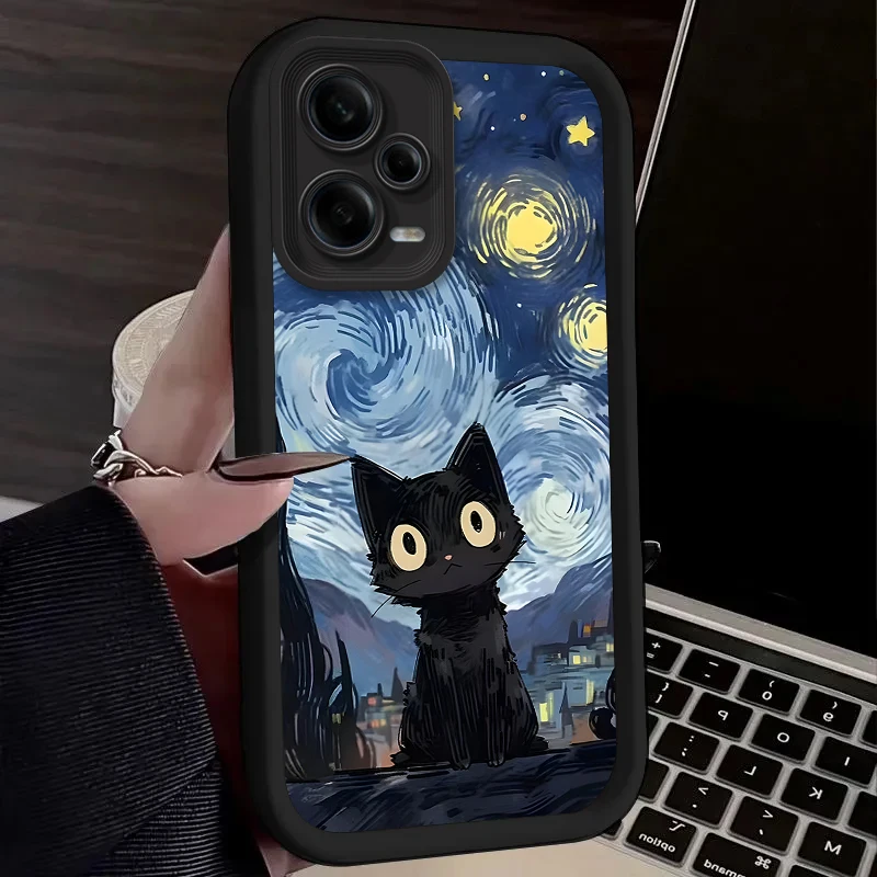 Starry Night Art Black Cat Phone Case