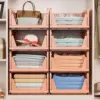 5 Pack Folding Closet Organizers Storage Box, Stackable Plastic Storage Basket, Closet Organizers and Storage Drawer Shelf Stora 6