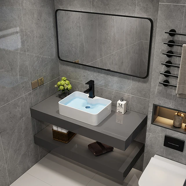 Floating Sintered Stone Vanity with Basin 3