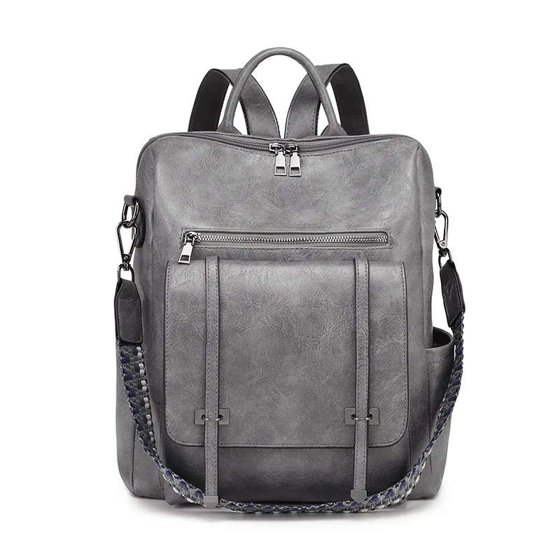 thumbnail image 1 of Mochila retro informal para mujer, nueva mochila de PU de sentido avanzado, de doble propósito, bolso de hombro, mochila de viaje de gran capacidad para mujer, 1 of 5