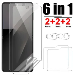 Premium Tempered Glass Screen Protectors with Soft Hydrogel Film and Anti - Scratch Lens Cover - Z Flip 5 (6 in 1 Films)