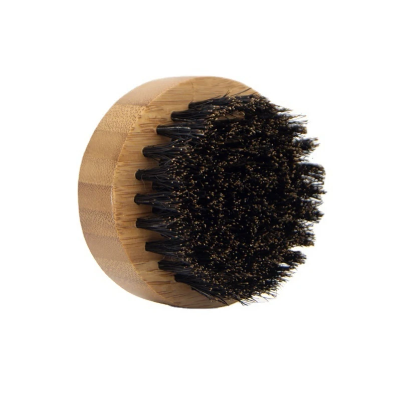 Round Beard & Mustache Brush Facial Hair Boar Bristle Beard Brush