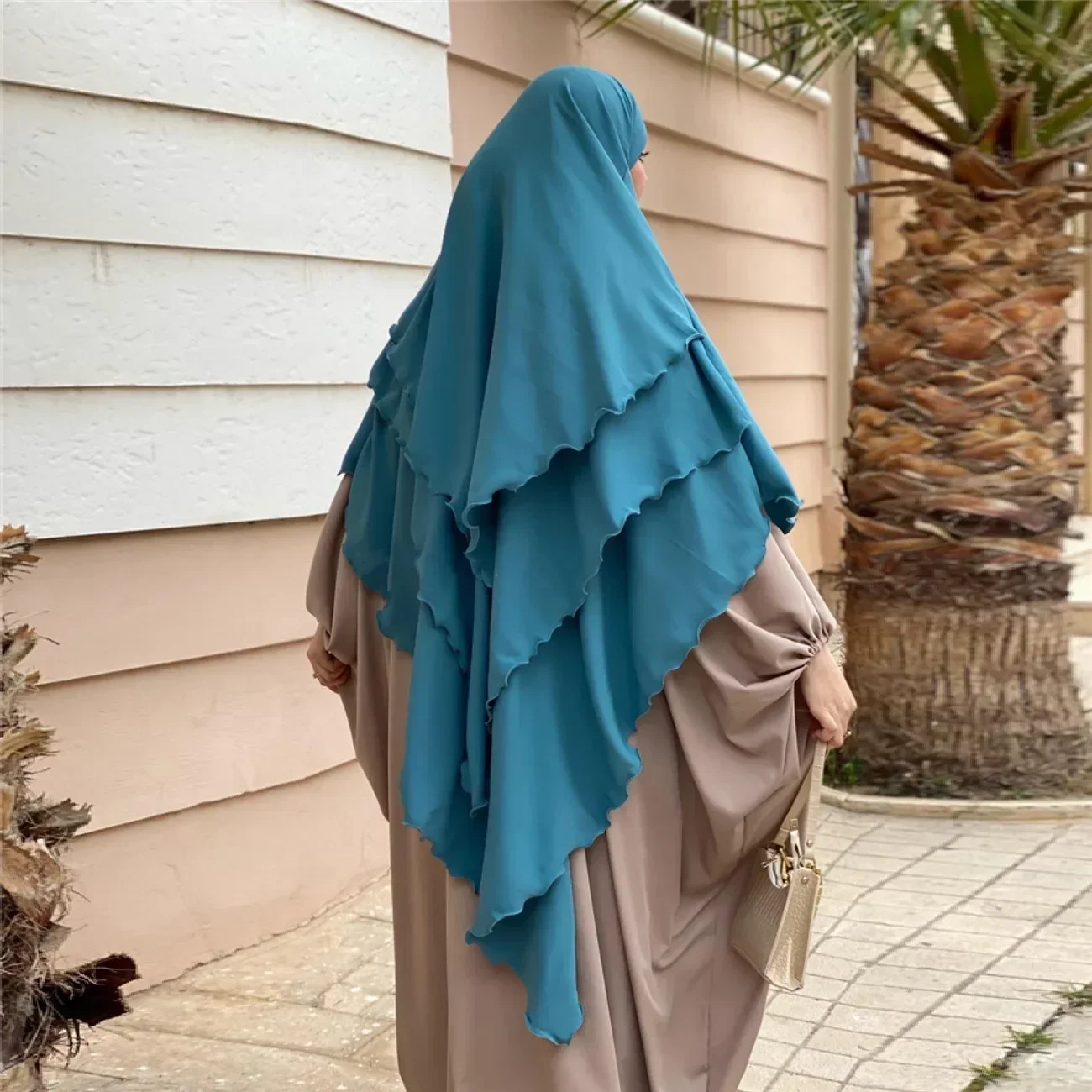 12 Colors 3 Layer Khimar for Women Chiffon Headscarf Islamic Clothing Extra Long Overhead Scarf Muslim Niqab Ramadan Eid