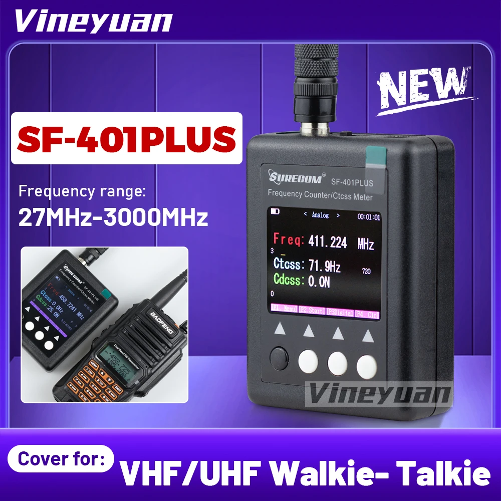 Surecom SF-401 Plus Frequency Meter Radio Hand-Held Frequency Counter  27Mhz-3000Mhz Portable CTCSS/DCS Decoder AliExpress