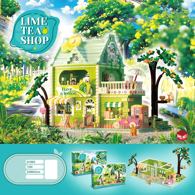 Creative City Street View Mini Block Lemon Lime Tea Drink Shop Model Building Bricks Figure Giocattoli Educativi Per Regalo Per Bambini