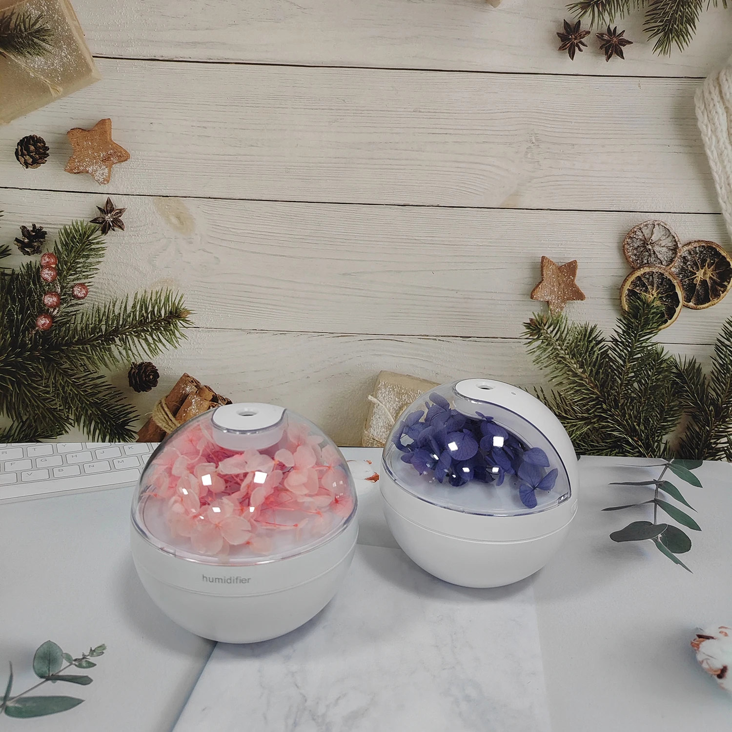 2025 New USB Power Cord Mini Simulated Flower Air Humidifier Aroma Diffuser Essential Oil Diffuser With Warm Night Lights 5