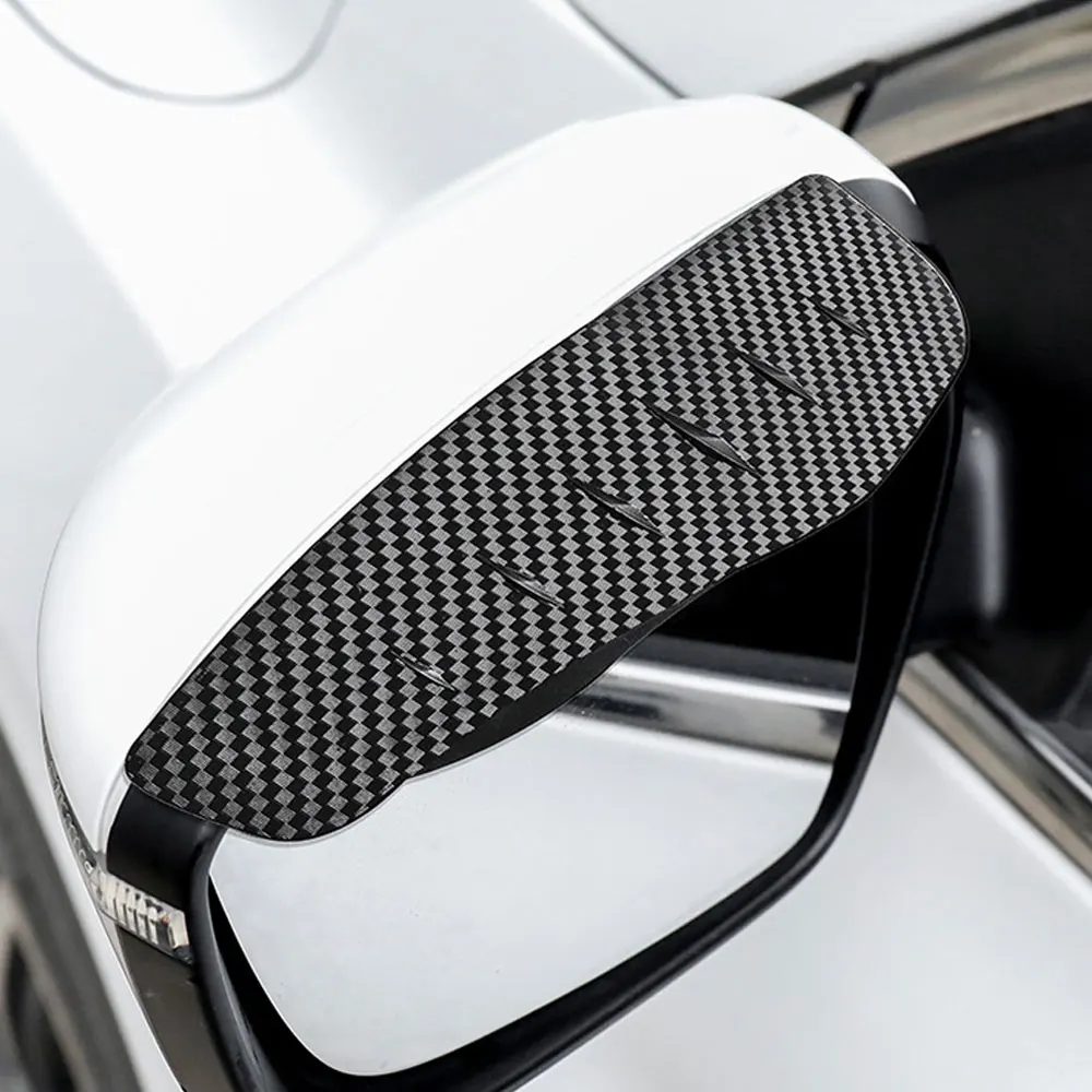 2pcs Carbon Fiber Sun Visor Car Rear View Mirror Rain Cover Eyebrow Side View Mirror Rain Guard Car Protection Universal Parts