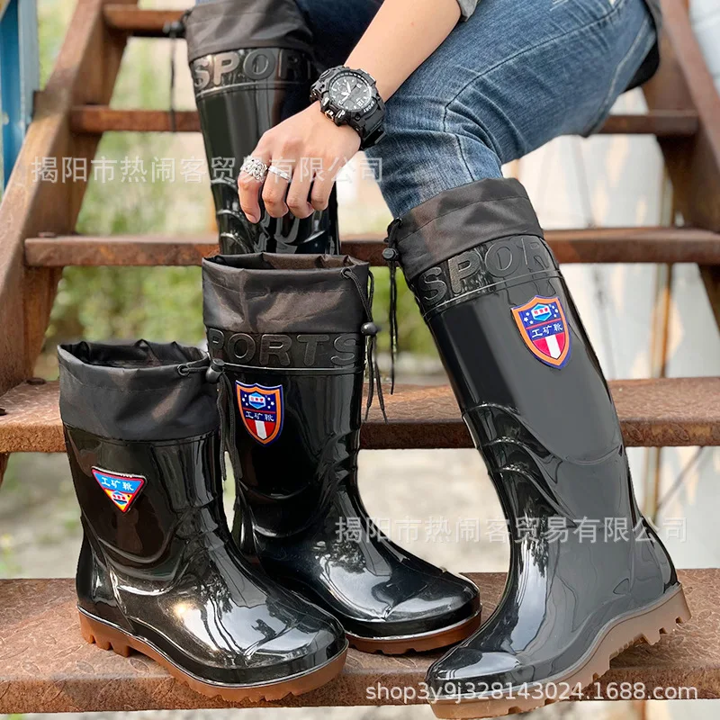 Bottes de pluie homme imperméables antidérapantes hautes pour travail et protection pluie matériau durable