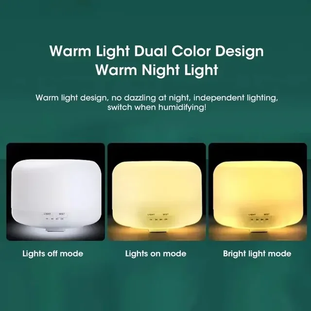 500ML USB Wood Grain Aroma Diffuser, Air Humidifier with Colorful Night Lights, Essential Oil Diffuser, Mini Humidifier For Home 5