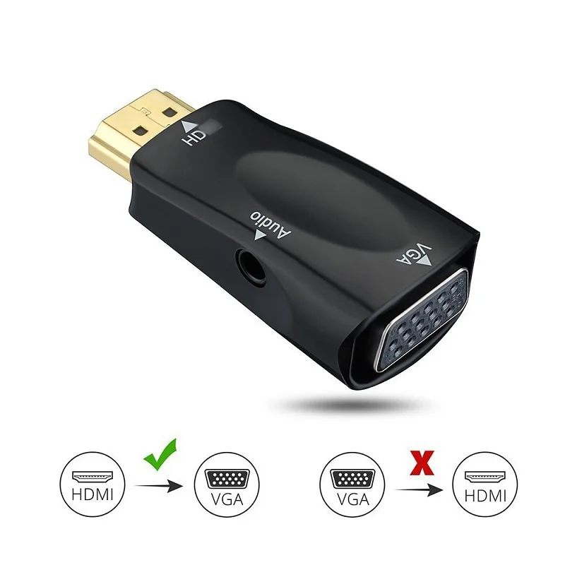 

HDMI to VGA Cable Converter 1080P Video Audio HDMI-compatible to VGA Adapter For PS3 PS4 HDTV Laptop Projector With Power Cord