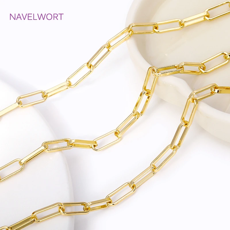 18K Gold Plated Brass Paperclip Link Chain Flat Oval Cable Chain For Jewelry Making DIY Handmade Crafts Accessories jewelry making accessories