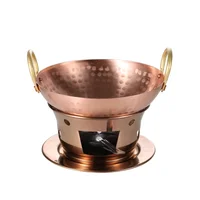 Marmite sèche en cuivre pur, marmites épaisses, marmite créative de haute qualité, poêle à alcool doré, casseroles et poêles 3