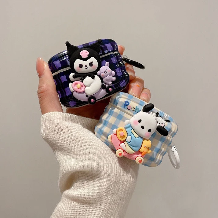 

3D Sanrio Kuromi Pochacco Bike Ride for Apple AirPods 1 2 3 Case AirPods Pro 2 Case IPhone Earphone Accessories Air Pod Cover