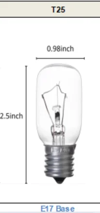6 Pack Light Bulb T26 E12/E14/E17/E27/B22 25/15W 120V/230V Incandescent Small Edison for Microwave, Oven, Fridge, Salt Lamp