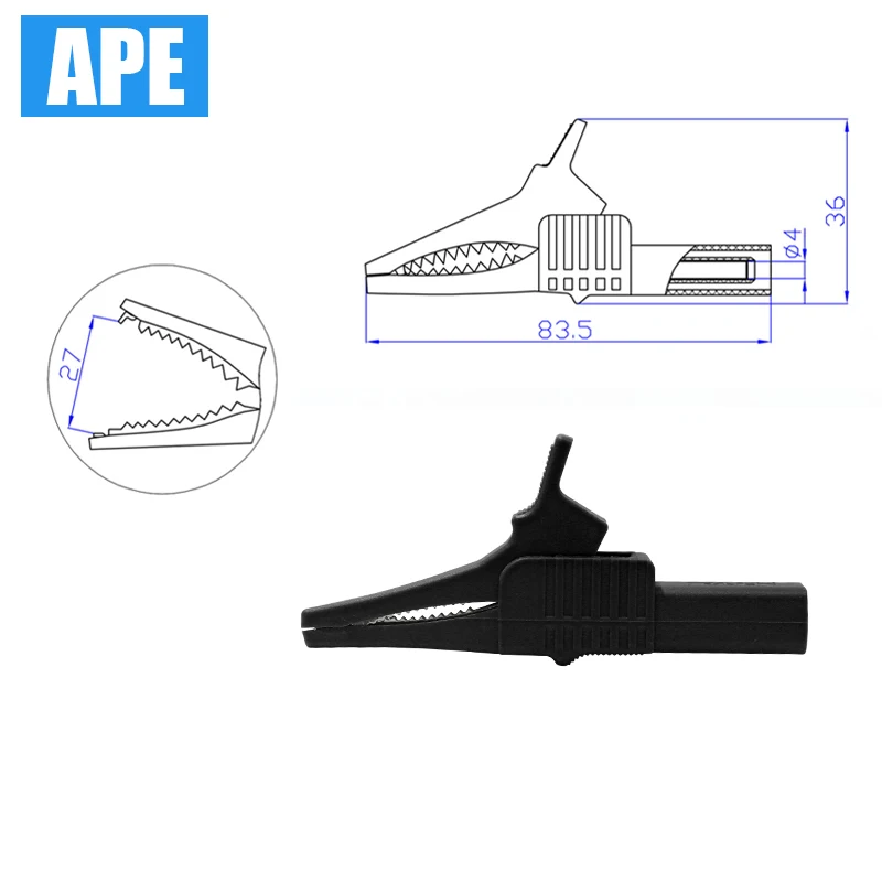 2pcs 32A 1000V Crocodile Alligator Folders Safety Test Clips for 4MM Shrouded Banana Plug for alligator clips,test clip