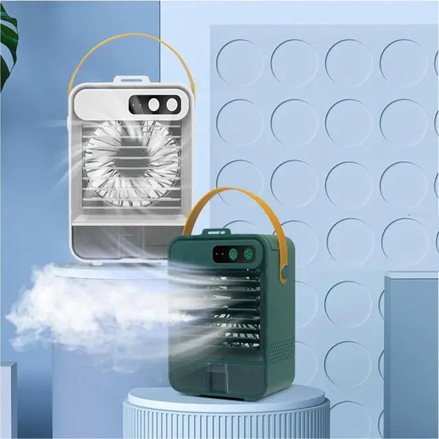 Hordozható Léghűtő 3 Sebességű Usb-Töltés Párologtató Hűtő Levegő Párásító Szépség Tükörrel Asztali Dájs Ac Ventilátor - Image 2