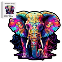Elephant Wooden Puzzle, Irregular Animal shaped Pieces, High-difficulty Magic Puzzle Intellectual Toy, Family Game Home Decor 1