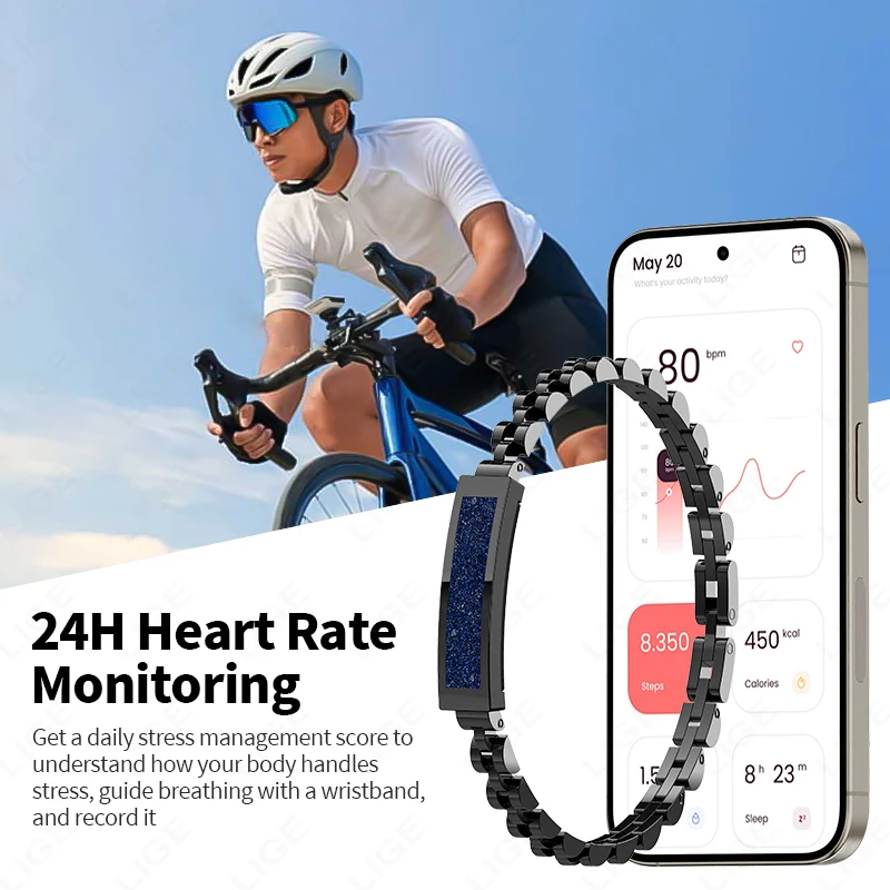 LIGE Fashion Smart Bracelet Sport Fitness Smartband Heart Rate Sleep Monitor Smart Wristband Waterproof Pedometer Smartwatch New